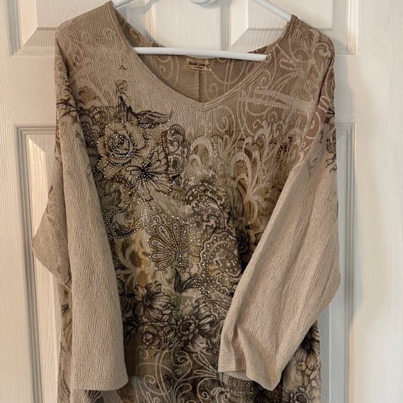 Studio Geni Q Embellished Floral Tunic Top XXL - Picture 2 of 8